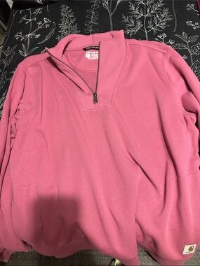Carhartt Women's Rose Pink Quarter-Zip Pullover Turtleneck